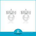 2015 Latest Silver Pearl Earring Jewelry with Factory Price (J-0063E)